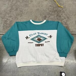 vintage clay target trophy white and green nature crewneck size large